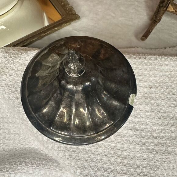 Vintage Glass sugar dish with silver-plated lid - Picture 2 of 5